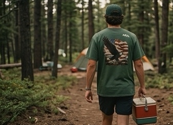 Wearing the Eagle & Flag tee