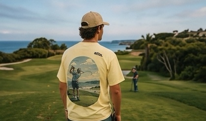Wearing the Golf Coastal tee