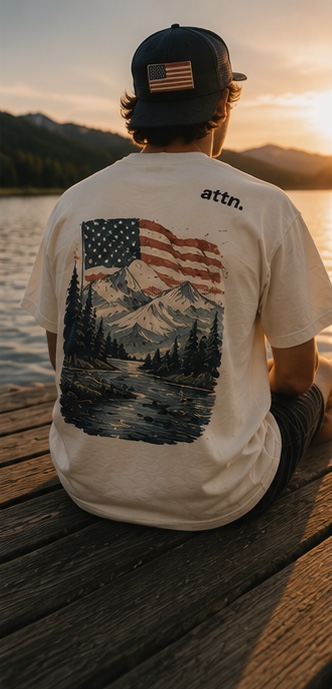 Wearing the Mountain Freedom tee