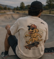 Wearing the Skate Dog tee