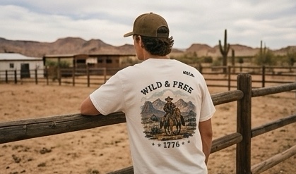 Wearing the Wild & Free 1776 tee